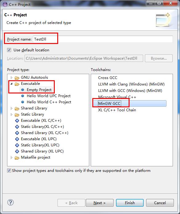 Windows Eclipse CDT MinGW 建树动态链接库(dll)