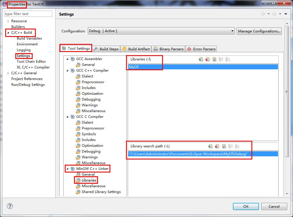 Windows Eclipse CDT MinGW 建树动态链接库(dll)
